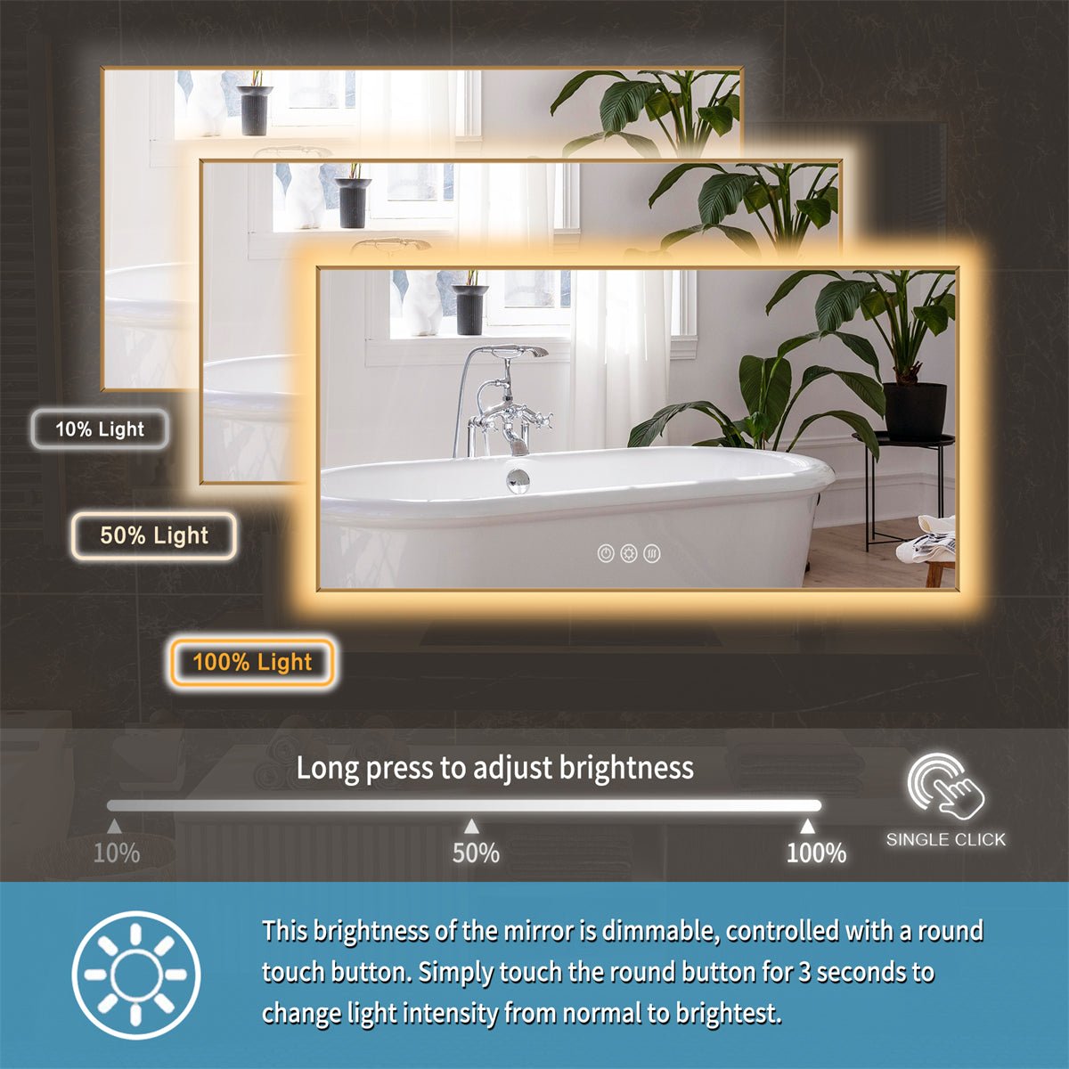 ExBrite 84" x 36" LED Mirror Bathroom Vanity Mirror with Back Light, Wall Mount Anti-Fog Memory Large Adjustable Vanity Mirror