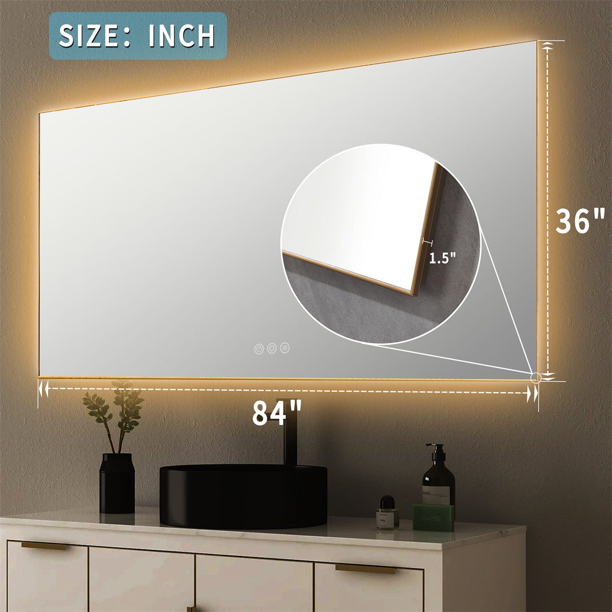 ExBrite 84" x 36" LED Mirror Bathroom Vanity Mirror with Back Light, Wall Mount Anti-Fog Memory Large Adjustable Vanity Mirror