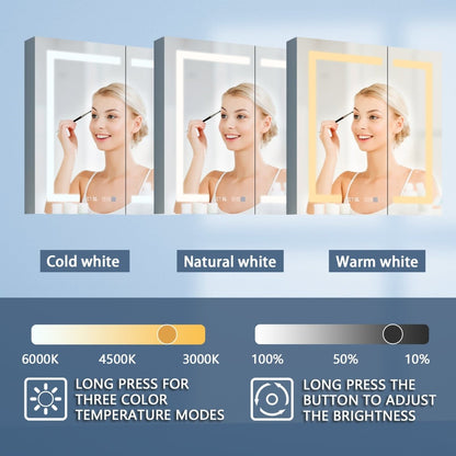 ExBrite Bathroom Light Medicine Cabinets Recessed or Surface Defogger, Dimmer, Clock，Outlets & USB 30" W x 32" H - ExBriteUSA