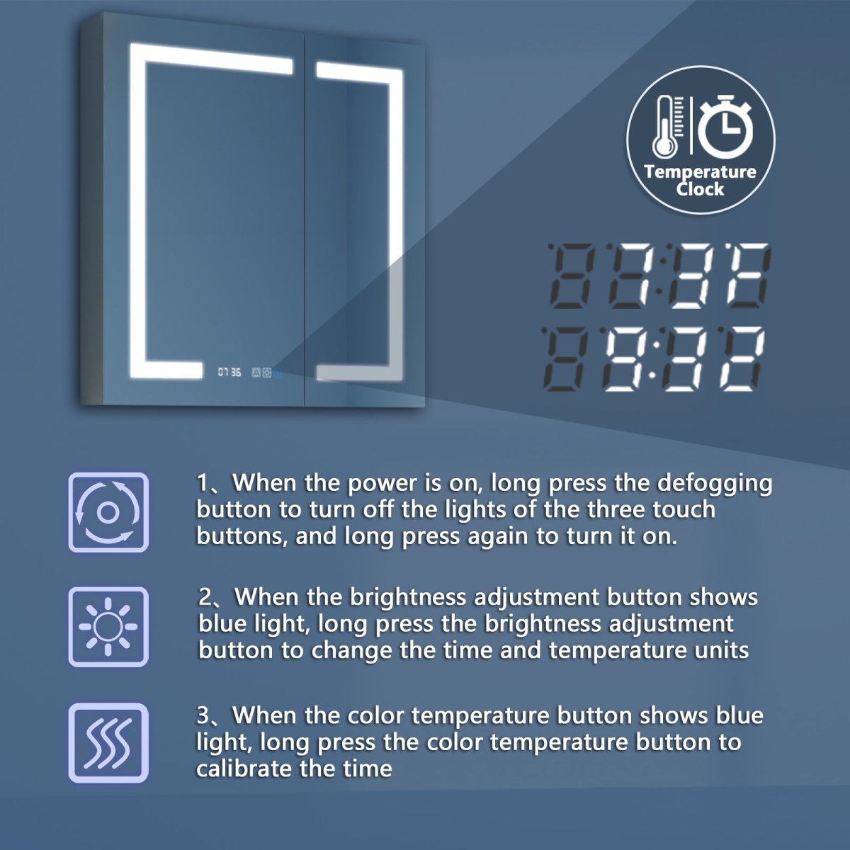 ExBrite Bathroom Light Medicine Cabinets Recessed or Surface Defogger, Dimmer, Clock，Outlets & USB 30" W x 32" H - ExBriteUSA