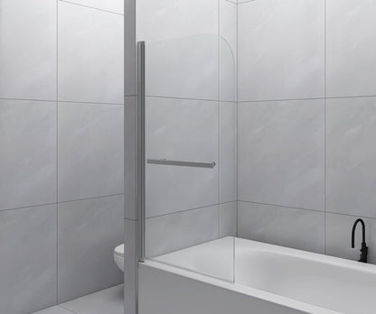 ExBrite Bathroom Pivot Tub Glass Door 31"W*55"H, Panel Bathtub Shower Door Screen,Tempered Glass, Frameless Glass Shower Door with Handle