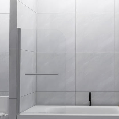 ExBrite Bathroom Pivot Tub Glass Door 31"W*55"H, Panel Bathtub Shower Door Screen,Tempered Glass, Frameless Glass Shower Door with Handle