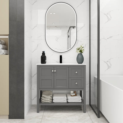 ExBrite Bathroom Vanity With Soft Close Drawers and Gel Basin,36x18