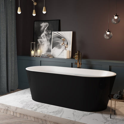 ExBrite Bathtub 60 inch Black Acrylic Freestanding Soaking Anti-slip - ExBriteUSA