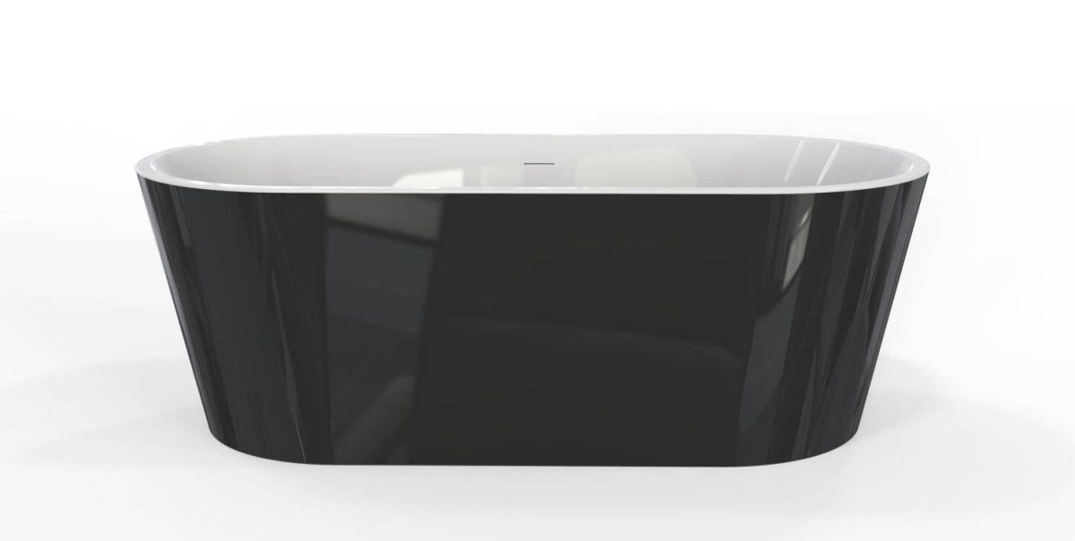 ExBrite Bathtub 60 inch Black Acrylic Freestanding Soaking Anti-slip