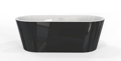 ExBrite Bathtub 60 inch Black Acrylic Freestanding Soaking Anti-slip