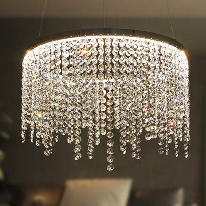 ExBrite Fancy hanging ceiling lamps,Modern Pendant Light,Crystal Chandelier,Height Adjustable,Dining Room Kitchen,Ceiling Hanging Over Table