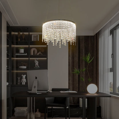 ExBrite Fancy hanging ceiling lamps,Modern Pendant Light,Crystal Chandelier,Height Adjustable,Dining Room Kitchen,Ceiling Hanging Over Table