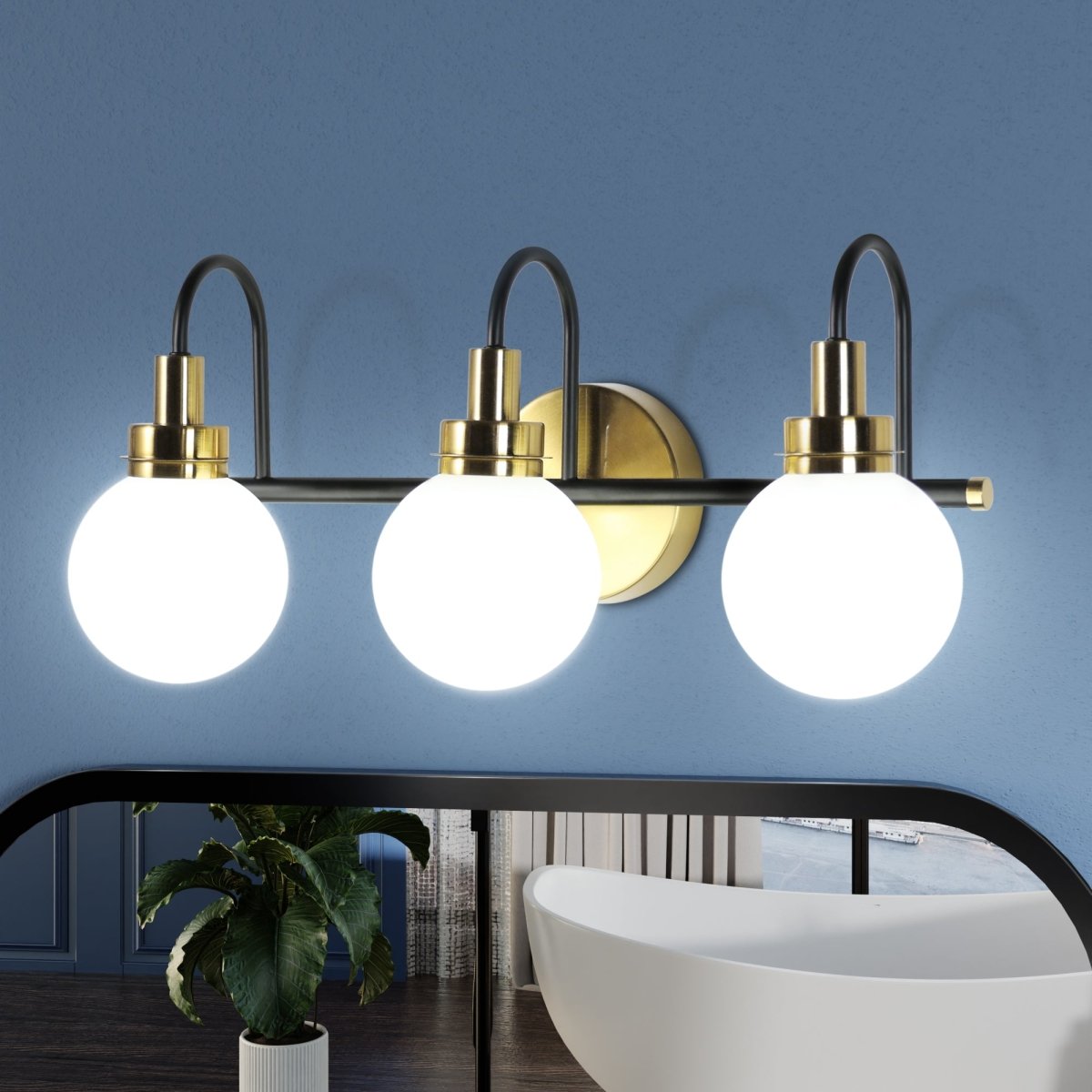 ExBrite Farmhouse Style 3-Light LED Vanity Light Fixture with Dimmable Switch