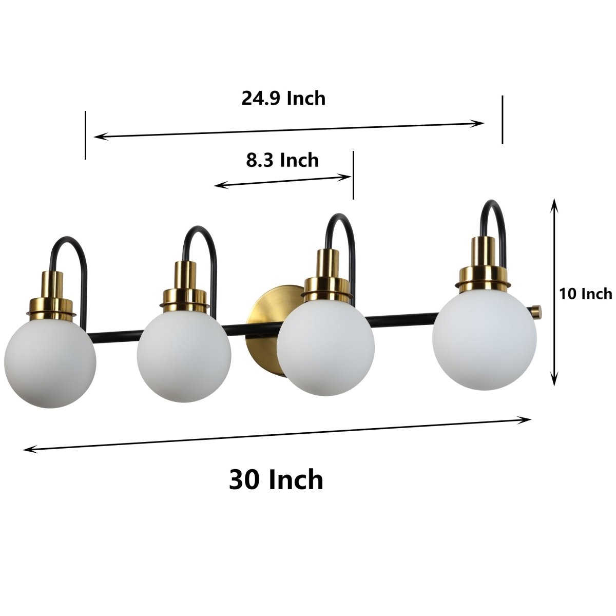 ExBrite Farmhouse Style 4-Light LED Vanity Light Fixture with Dimmable Switch