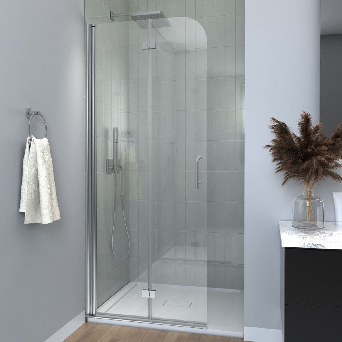 ExBrite Fold 30" x 72" Frameless Bi-Fold Shower Door in Chrome