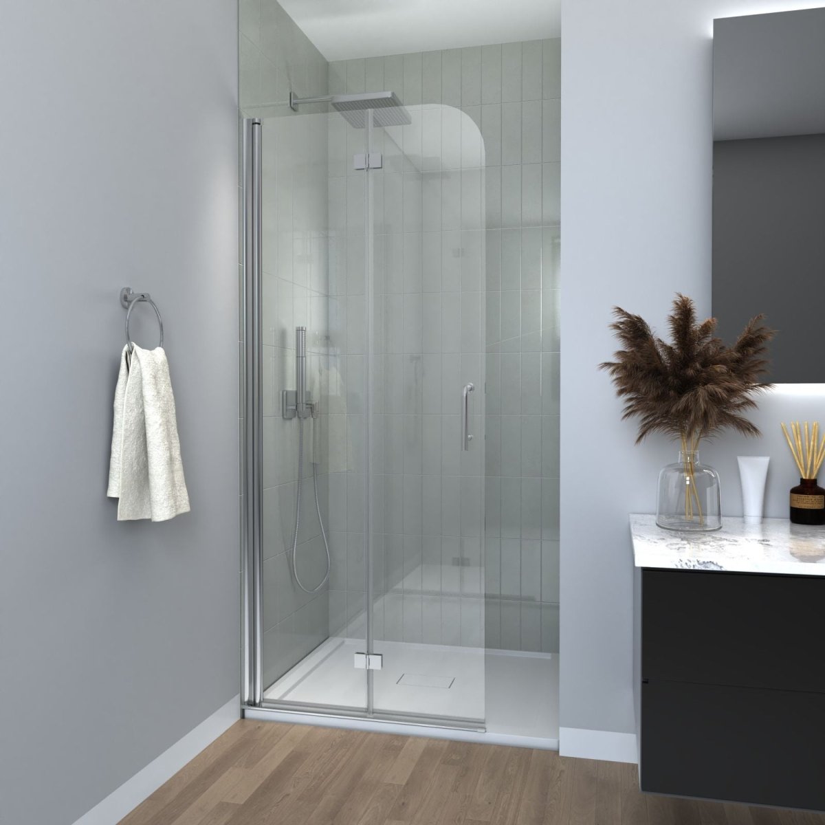 ExBrite Fold 30" x 72" Frameless Bi-Fold Shower Door in Chrome