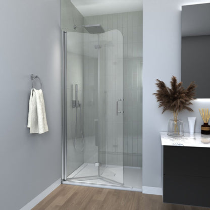 ExBrite Fold 34" x 72" Frameless Bi-Fold Shower Door in Chrome