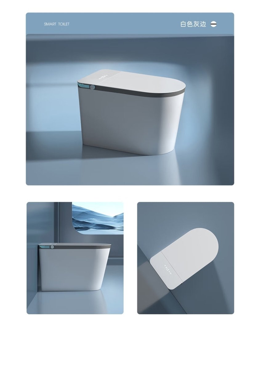 ExBrite Luxury Smart Toilet with Auto Open/Close Lid Auto Flush Warm Water and Heated Seat Modern Tankless Toilet with Remote Control