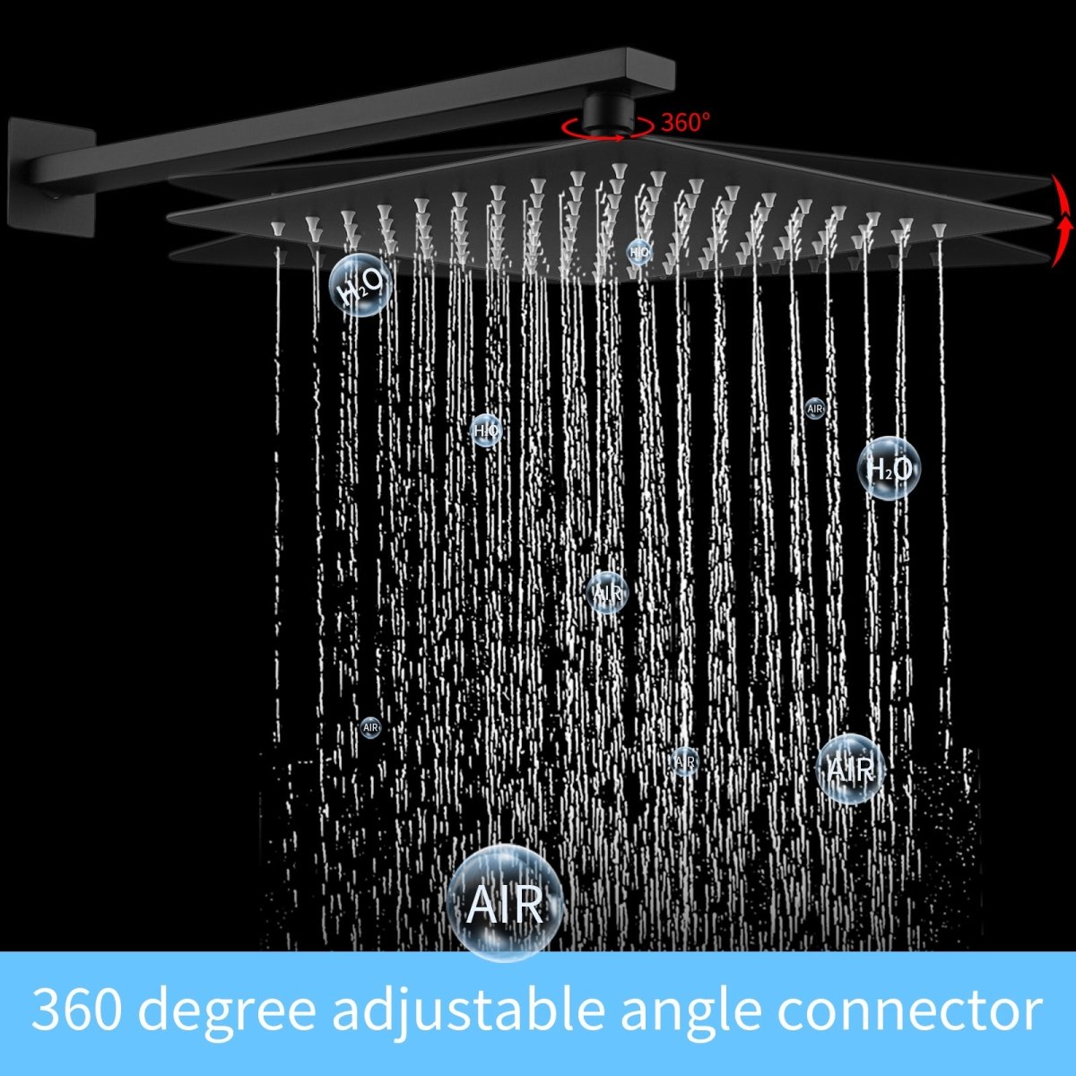 ExBrite Shower System Shower Faucet Combo Set Wall Mounted with 12" Rainfall Shower Head Set Matt Black Finish