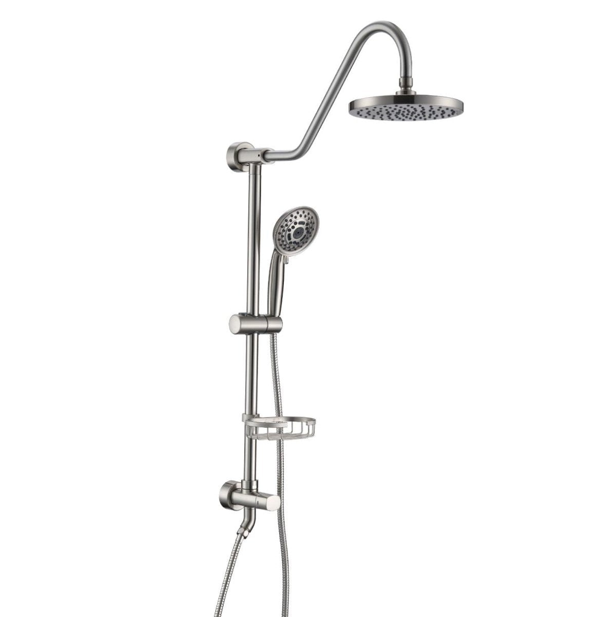 Exbrite Shower System with Rain Showerhead, Brushed Nickel Finish,5-Function Hand Shower, Adjustable Slide Bar and Soap Dish for Bathroom Shower Faucet Set