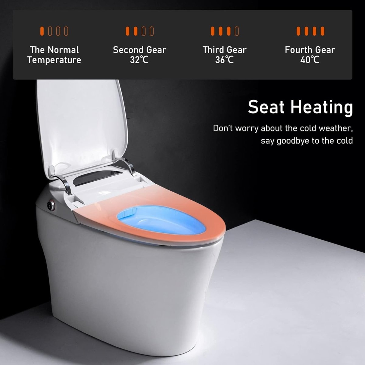 ExBrite Smart Toilet, Auto Flush, Heated Integrated Bidet and Soft Closing Seat, Massage Washing, Open-Close,Remote Temperature Control
