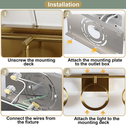 ExBrite TRIO Modern Simplicity LED Vanity Light with Rotatable Heads and Dimmable Brightness, Gold