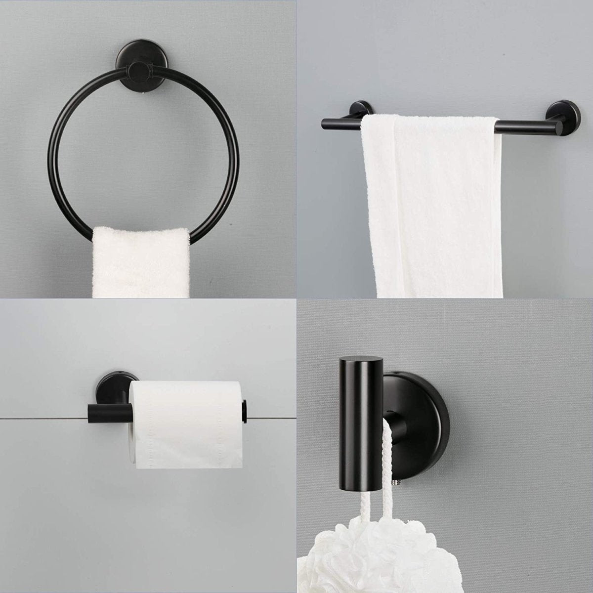 ExBrite Wall Mount Towel Rack Set 6 Piece Stainless Steel for Bathroom