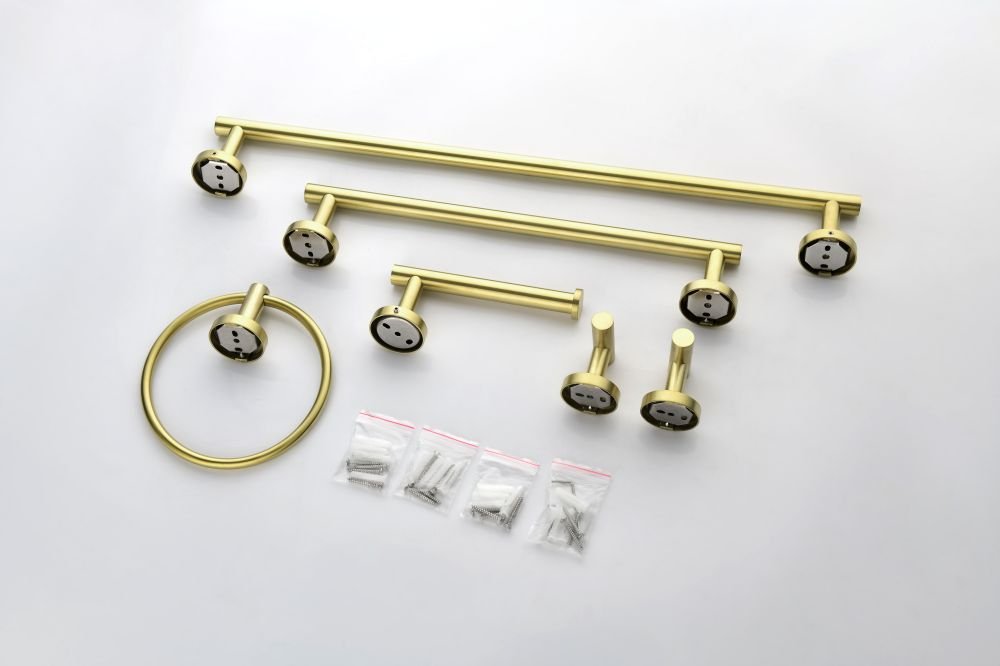ExBrite Wall Mount Towel Rack Set 6 Piece Stainless Steel for Bathroom,Gold