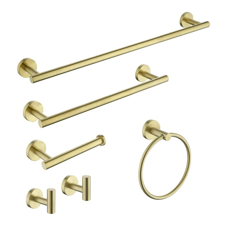 ExBrite Wall Mount Towel Rack Set 6 Piece Stainless Steel for Bathroom,Gold