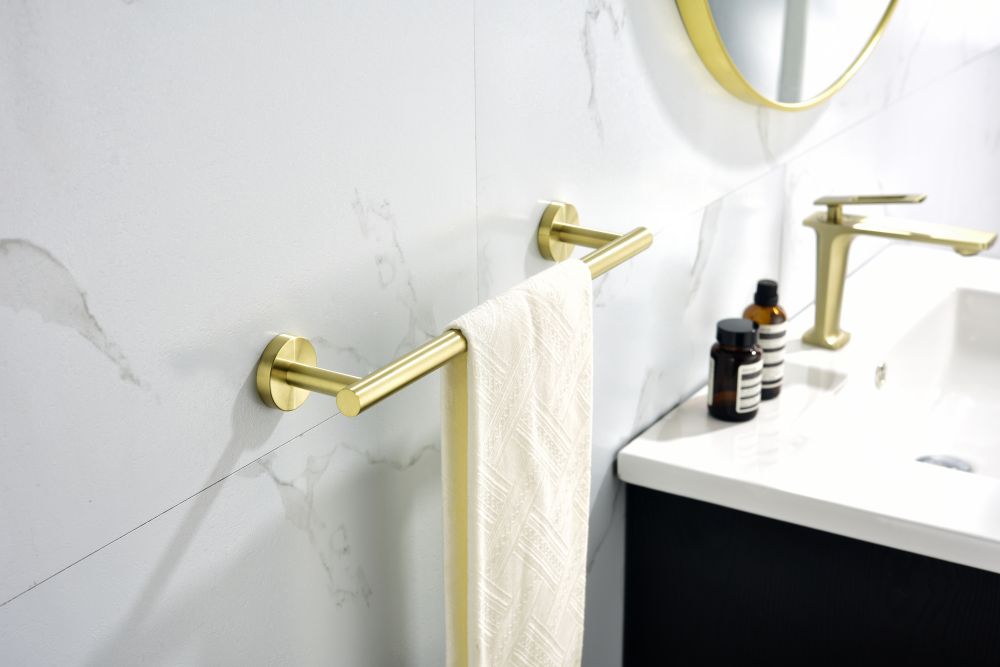 ExBrite Wall Mount Towel Rack Set 6 Piece Stainless Steel for Bathroom,Gold