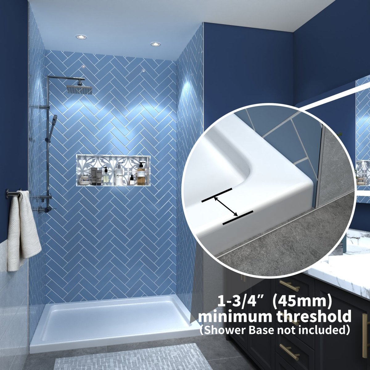 Glide 56-60"W x 70"H Black Frame Clear Tempered Sliding Glass Shower Doors for Bathroom