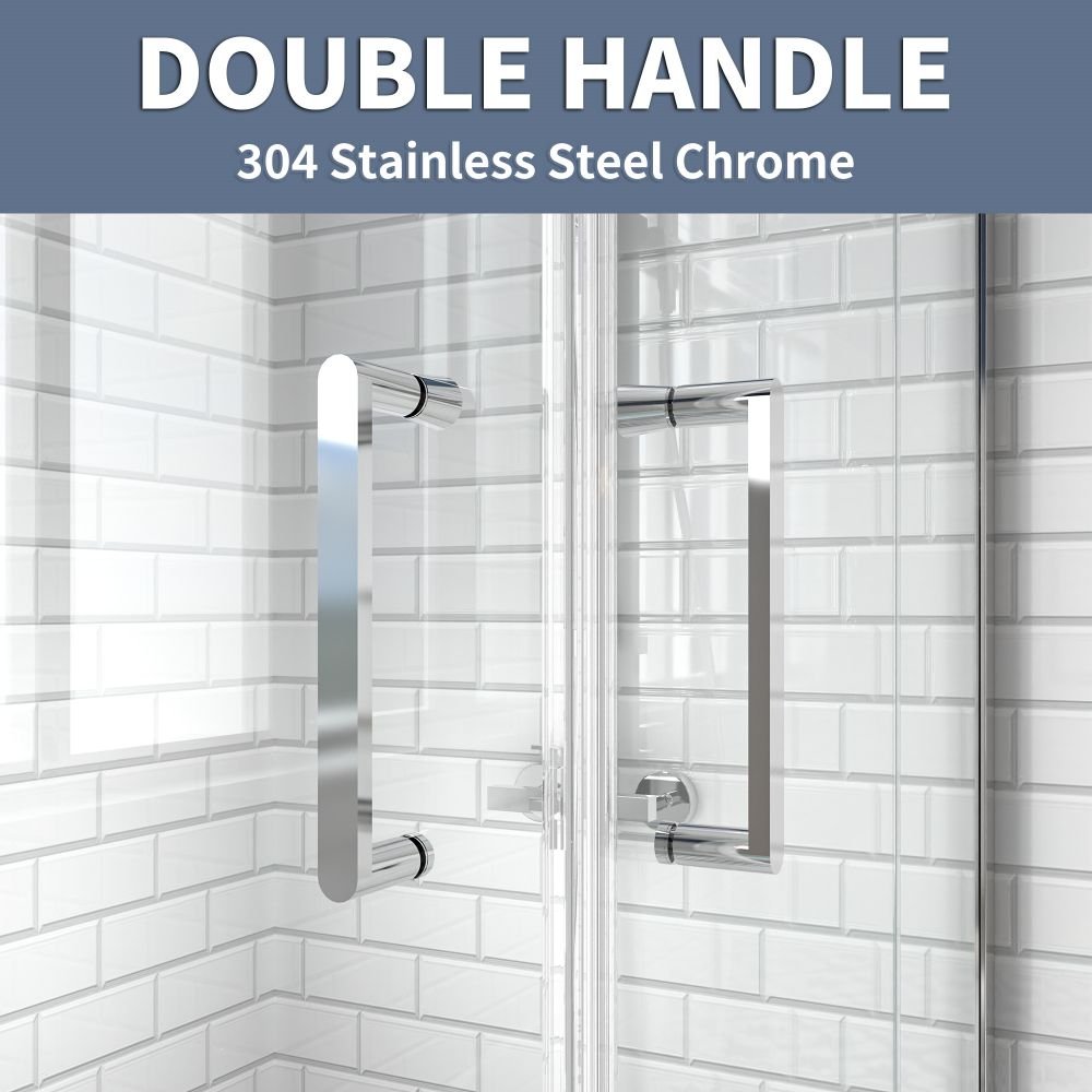 Haven Corner Shower Enclosure 36''D x 36''W x 72'' H Shower In Corner with 6mm Clear Glass Double Pivot Shower Door in Chrome Finish