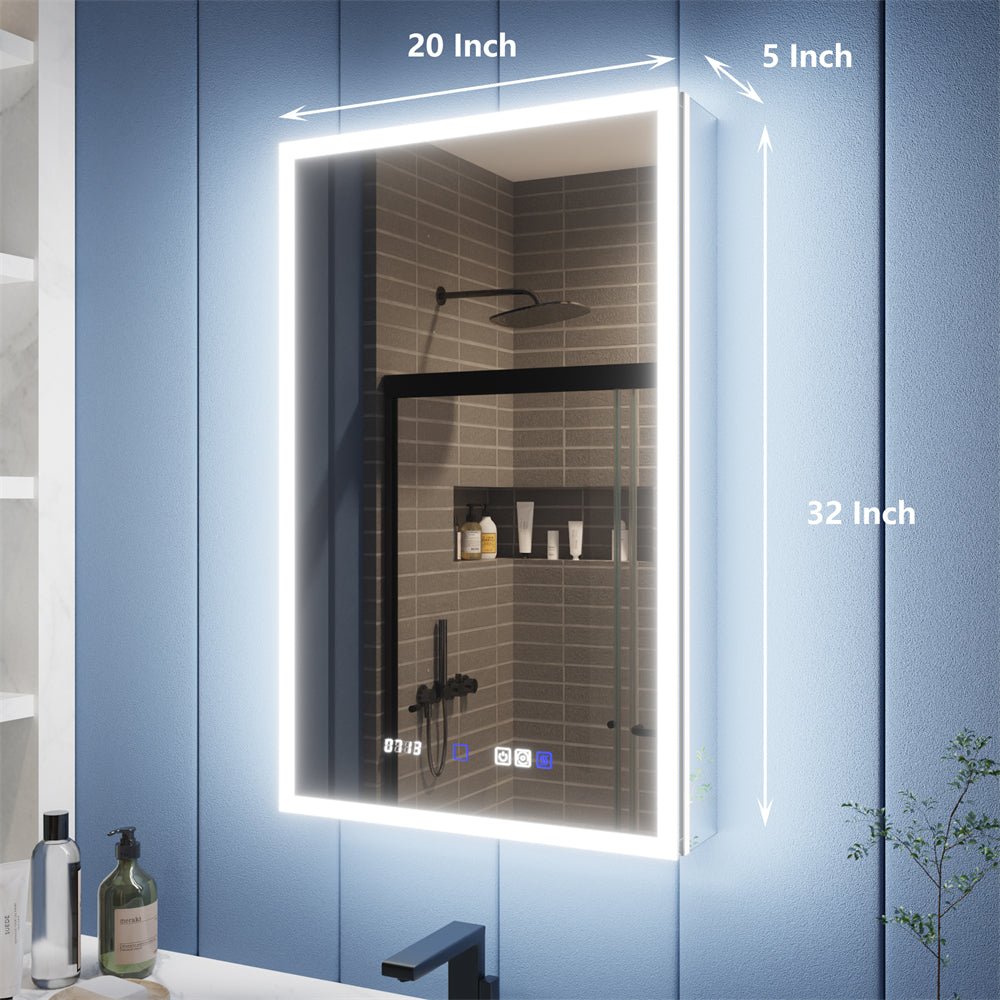 Illusion 20" x 32" LED Lighted Medicine Cabinet with Magnifiers Front and Back Light