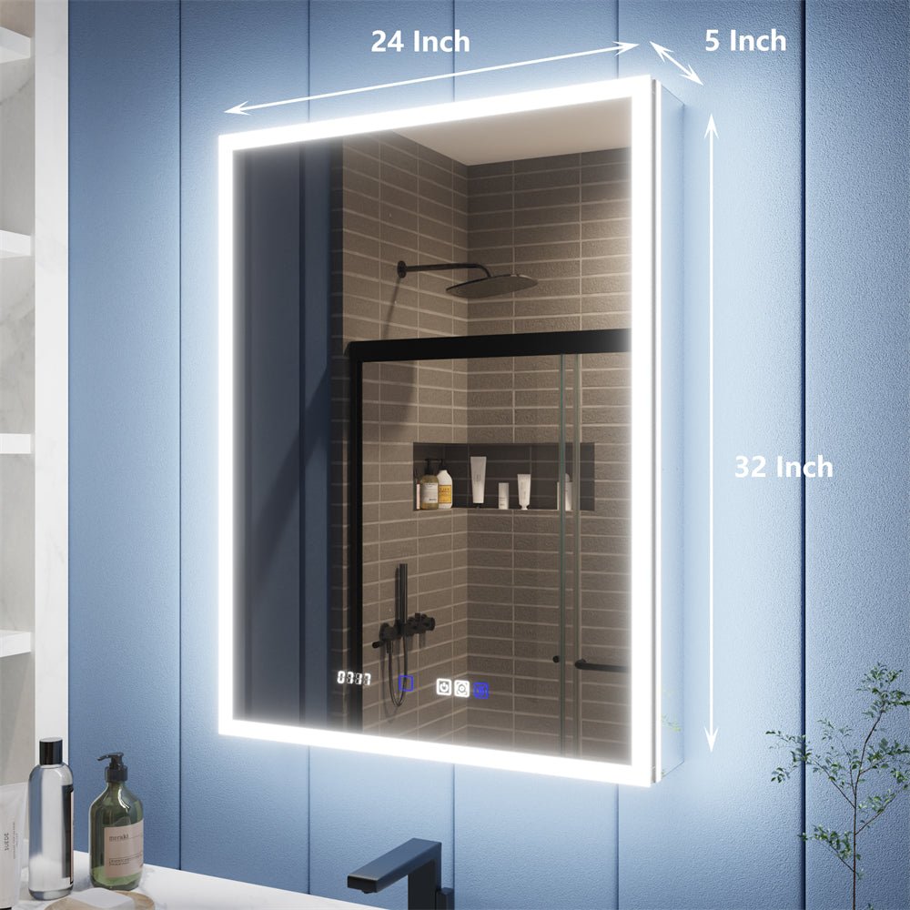 Illusion 24" x 32" LED Lighted Medicine Cabinet with Magnifiers Front and Back Light