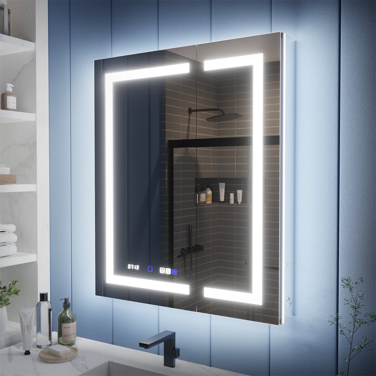 Glass front medicine cabinet sales