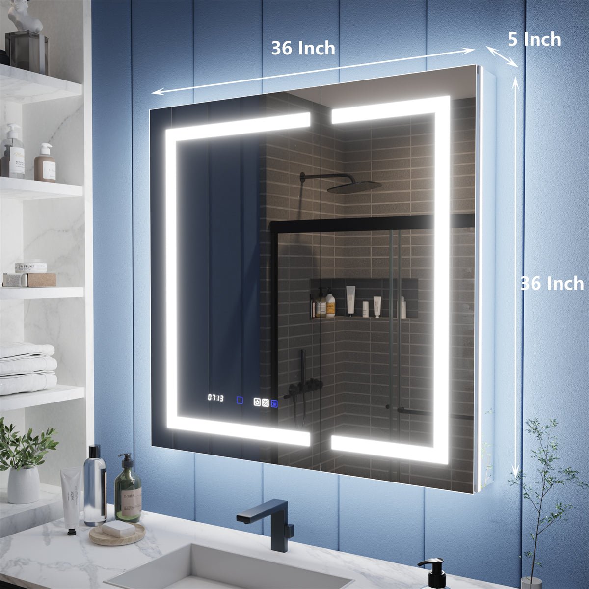 Illusion-B 36" x 36" LED Lighted Medicine Cabinet with Magnifiers Front and Back Light