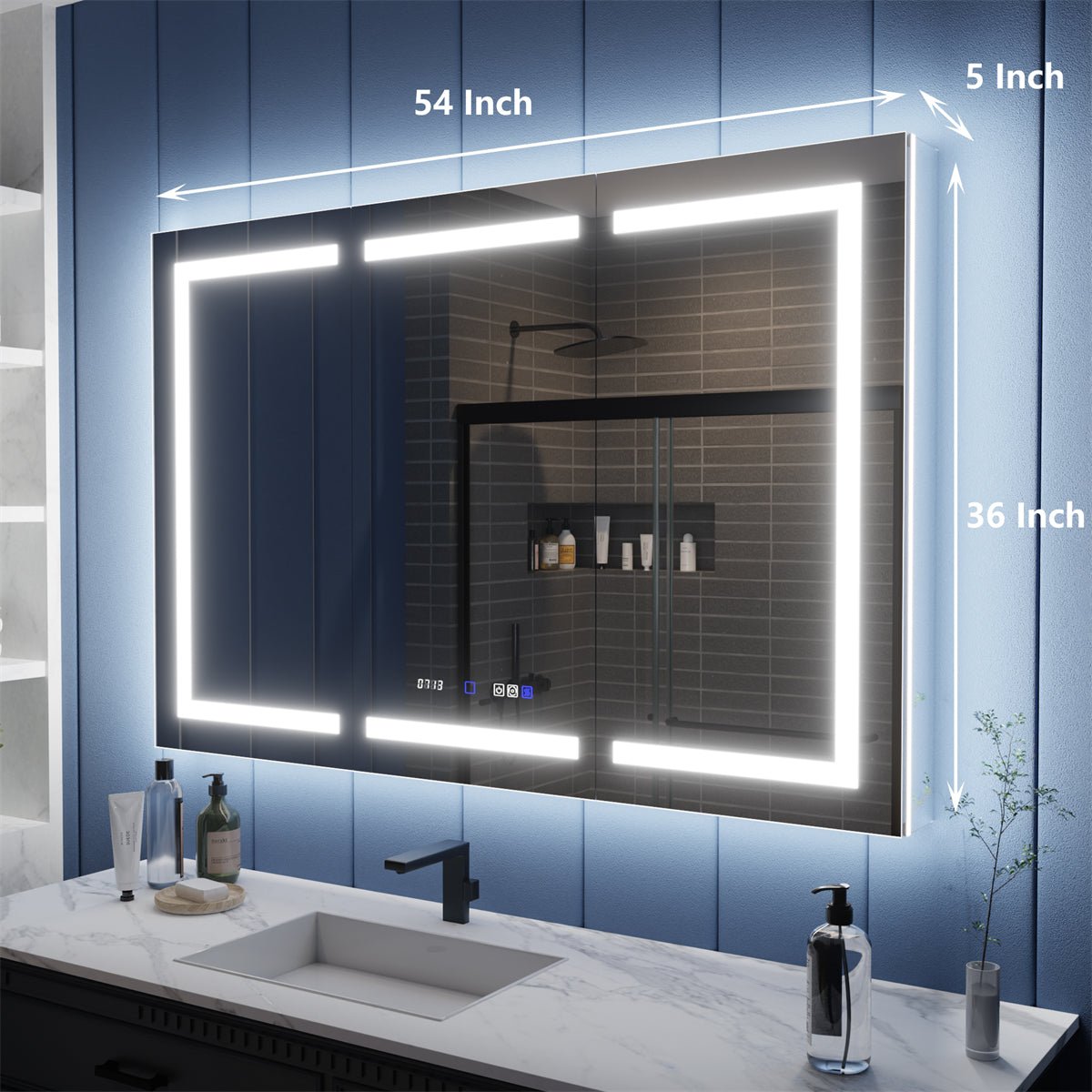 Illusion-B 54" x 36" LED Lighted Medicine Cabinet with Magnifiers Front and Back Light