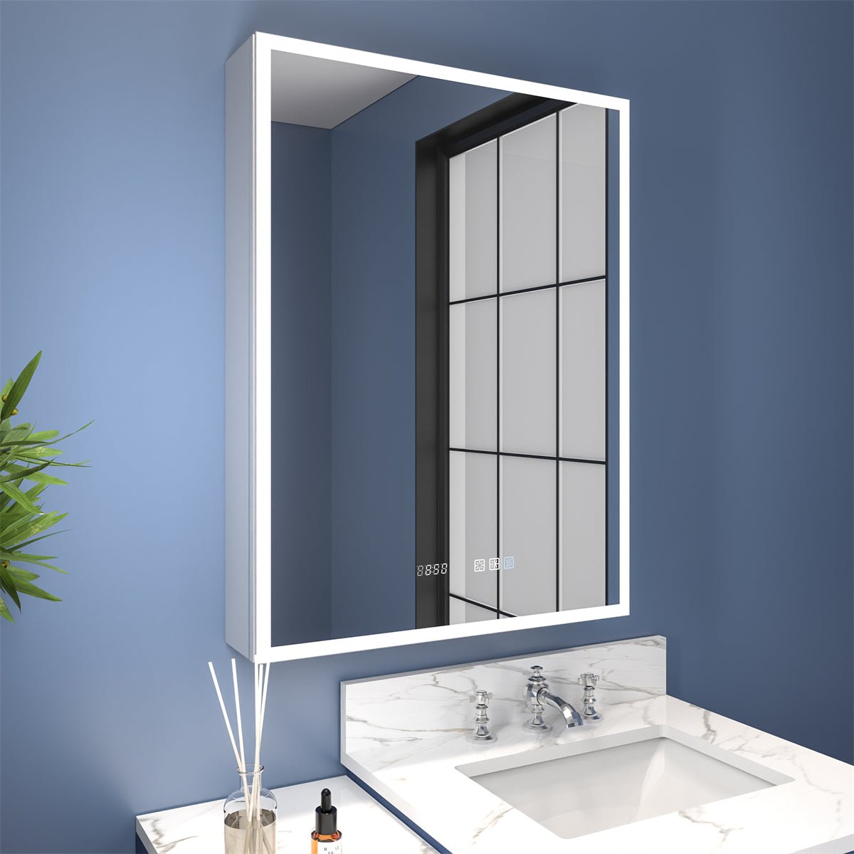 Rim 24" W x 32" H Led Lighted Medicine Cabinet Recessed or Surface wit ...