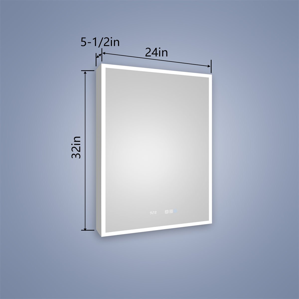 Rim 24" W x 32" H Led Lighted Medicine Cabinet Recessed or Surface with mirrors