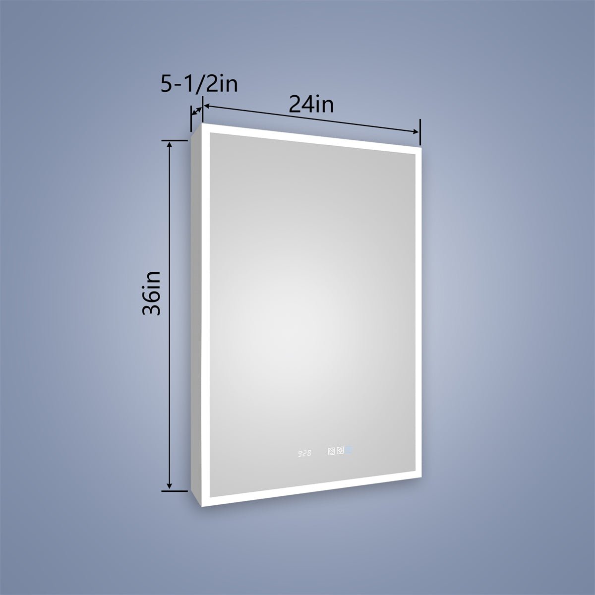 Rim 24" W x 36" H Led Lighted Medicine Cabinet Recessed or Surface with Mirrors - ExBriteUSA