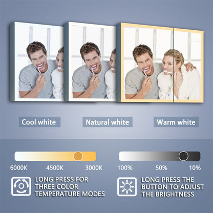 Rim 28" W x 32" H Led Lighted Medicine Cabinet Recessed or Surface with Mirrors - ExBriteUSA