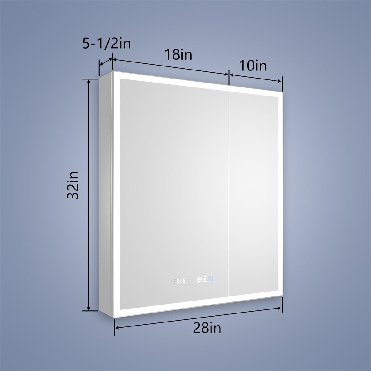 Rim 28" W x 32" H Led Lighted Medicine Cabinet Recessed or Surface with Mirrors - ExBriteUSA