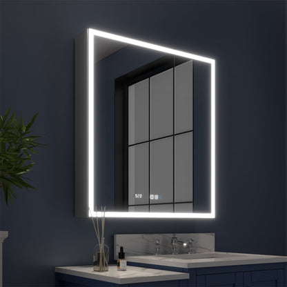 Rim 28" W x 32" H Led Lighted Medicine Cabinet Recessed or Surface with Mirrors - ExBriteUSA