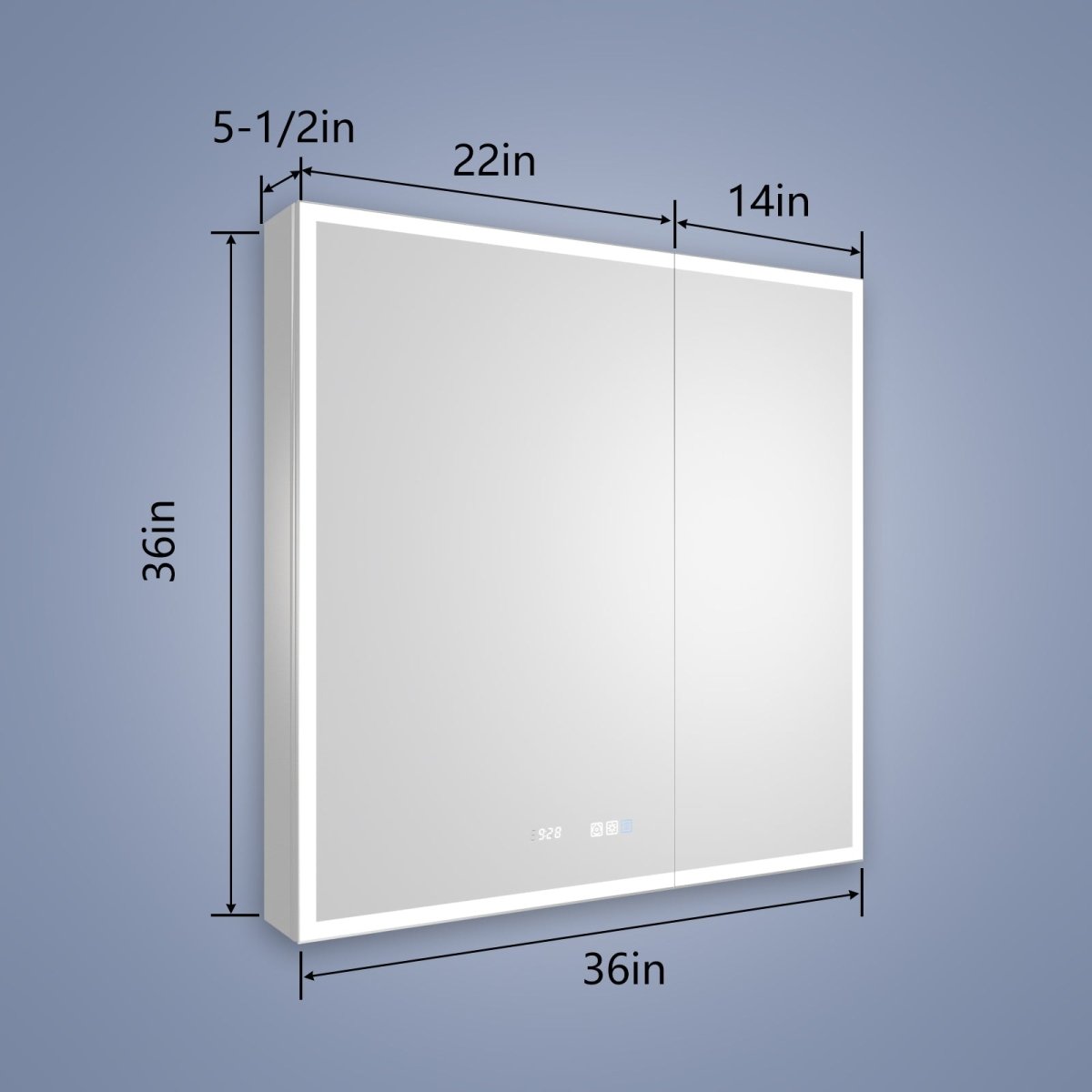 Rim 36" W x 36" H Lighted Medicine Cabinet Recessed or Surface led Medicine Cabinet with Outlets & USBs