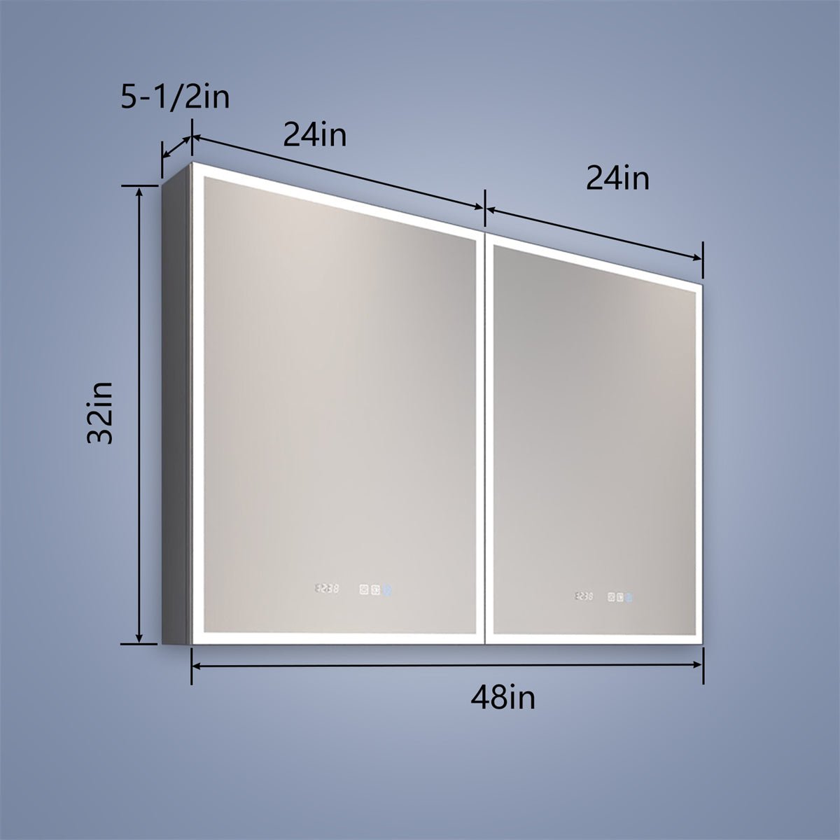Rim 48" W x 32" H Lighted Medicine Cabinet Recessed or Surface led Medicine Cabinet with Outlets & USBs