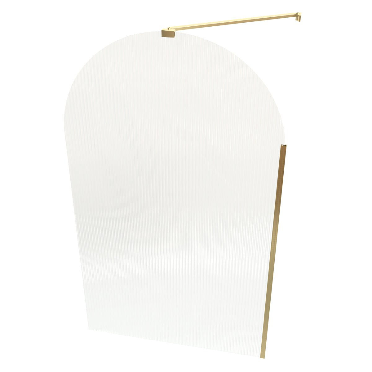 Serenity 33" x 58" Bathtub Screen Reeded Glass Shower Panel For Bathtub,Brushed Gold Finish,Reversible Installation,Semicircle