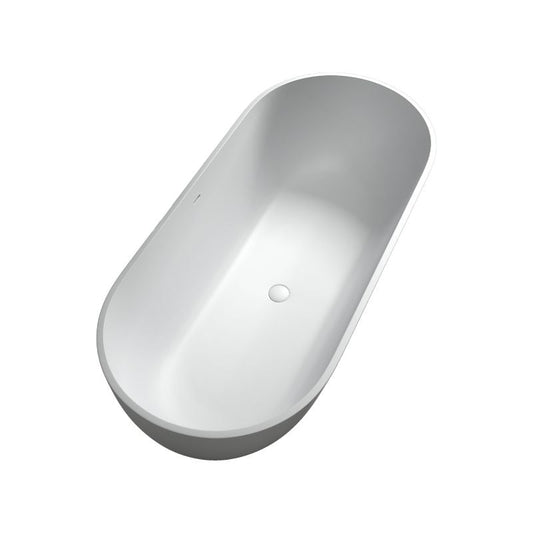 TranquiStone Artificial 59"L x 29.56"W Matte White Stone Solid Surface Freestanding Bathroom Adult Bathtub