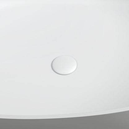 TranquiStone Artificial 63"L x 38.6"W Matte White Stone Solid Surface Freestanding Bathroom Adult Bathtub