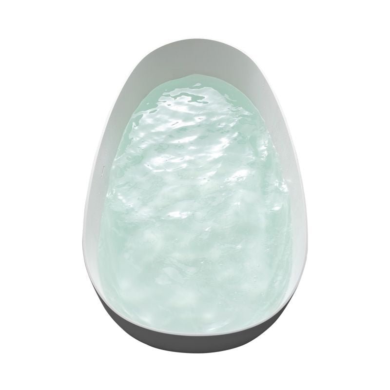 TranquiStone Artificial 67"L x 33.5"W Stone Solid Surface Freestanding Bathroom Adult Bathtub