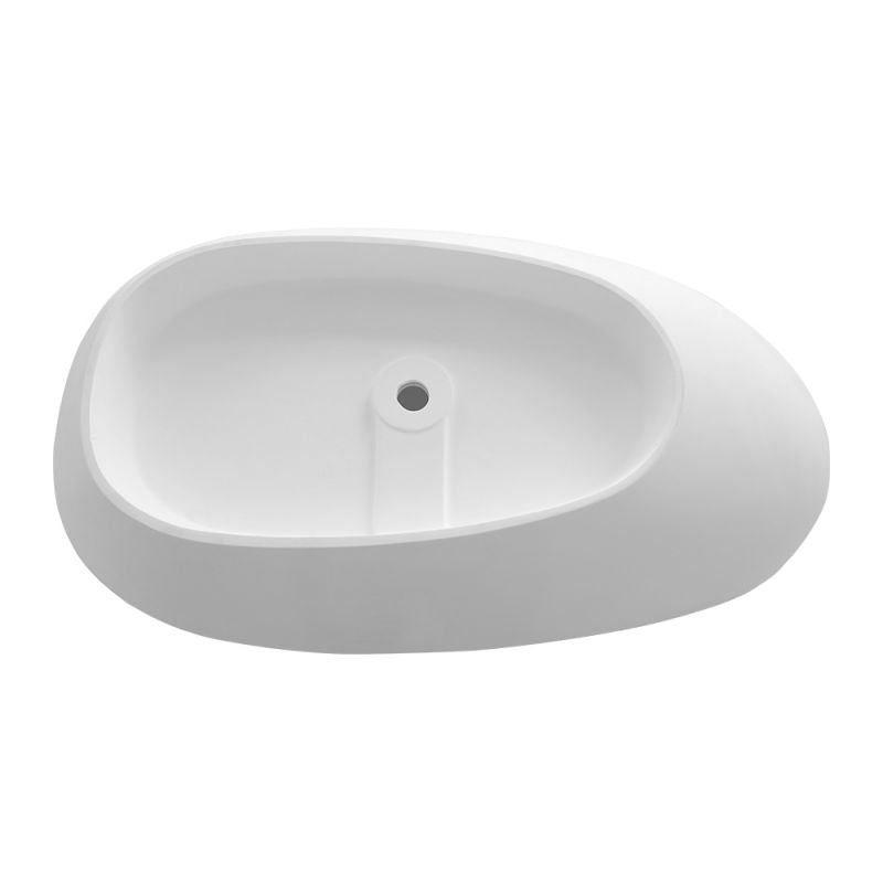 TranquiStone Artificial 67"L x 33.5"W Stone Solid Surface Freestanding Bathroom Adult Bathtub